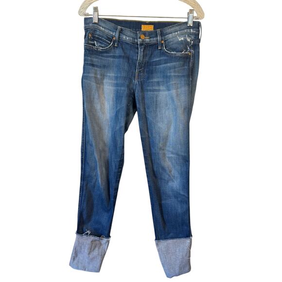 MOTHER The Ponyboy Tequila Time High-Rise Frayed Ankle Jeans Cuffed Size 29 EUC - Picture 2 of 11